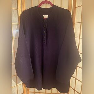 Aerie Navy Blue 1/4 Button Sweater